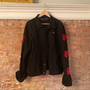 Criminal Damage Rose Patch Jean Jacket